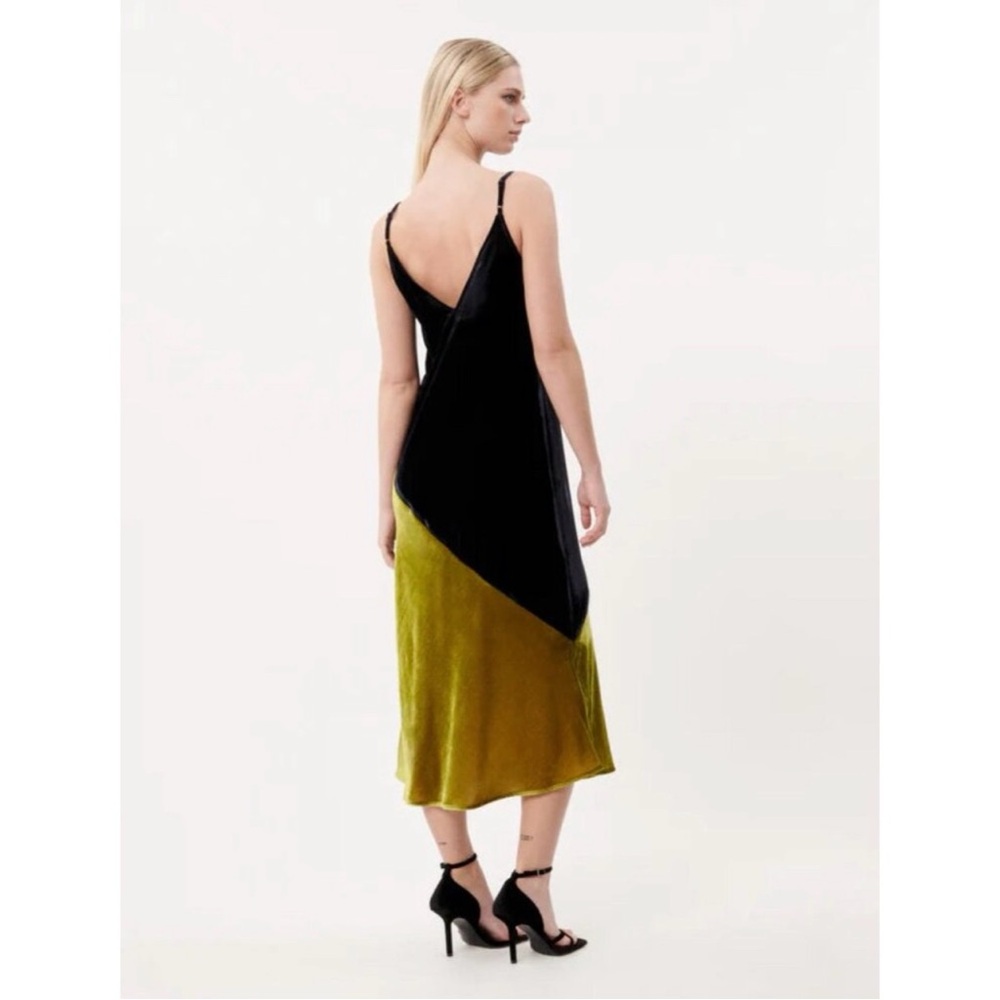 Frnch Engy Velvet Color Block Slip Midi Dress Size Small Cocktail - Picture 3 of 10